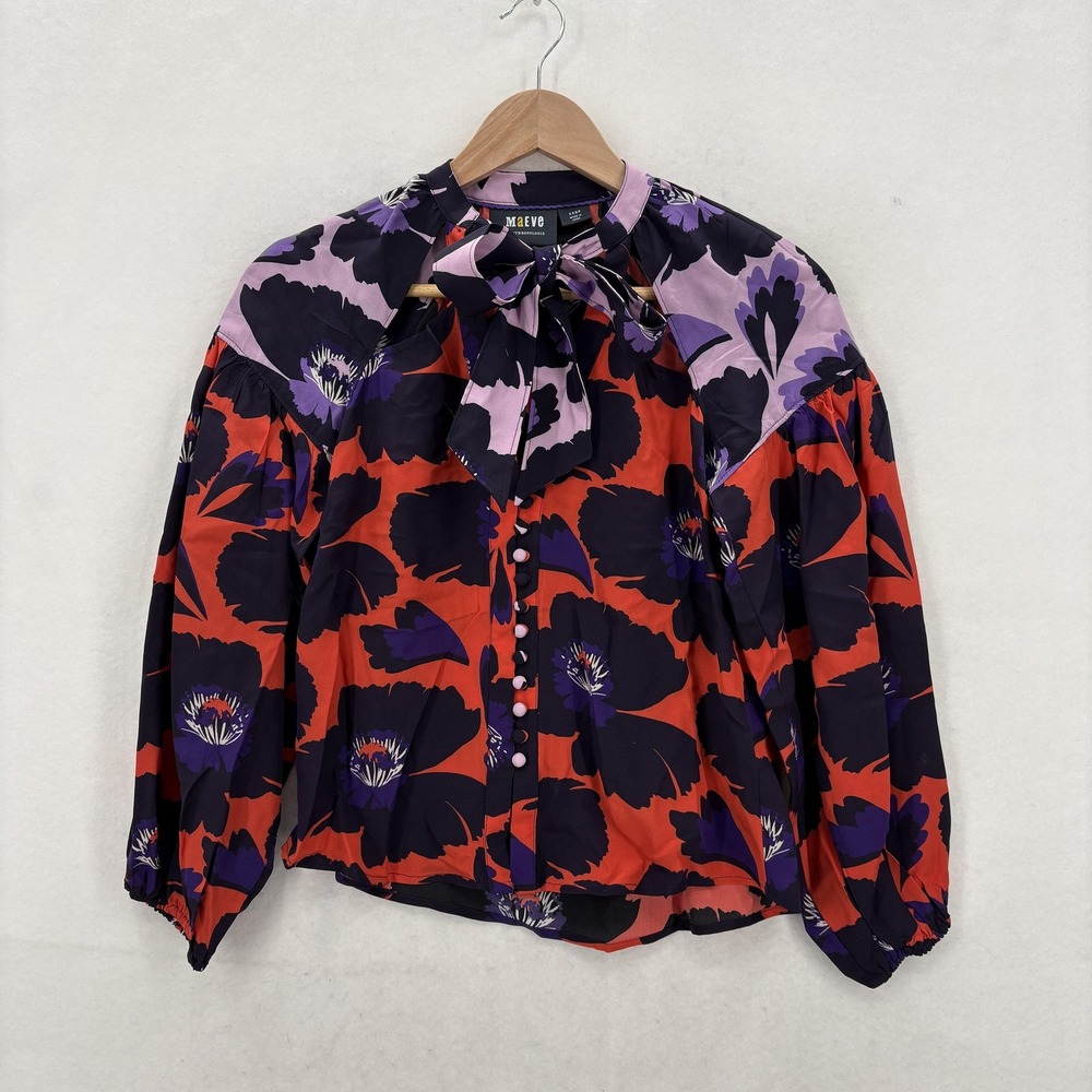 Maeve Floral Blouse in Purple and Red